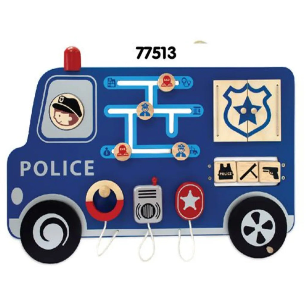 Wooden Police Truck Wall Activity Board for Kids – I'M Toy Wall Play Board - Naivri