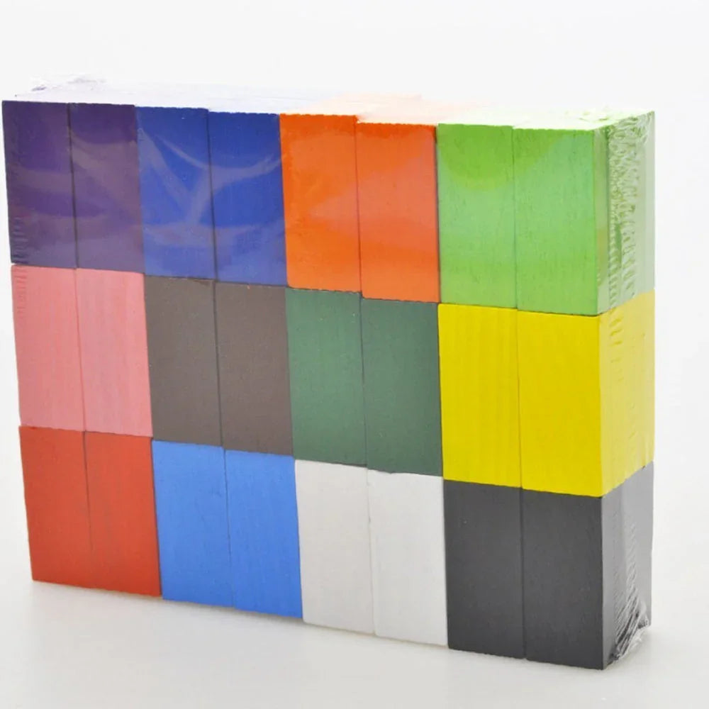WUDLY 120 Pcs 12 Color Wooden Dominos Blocks Set, for Kids Board Game Educational Play Toy, Domino Racing Toy Game - Naivri