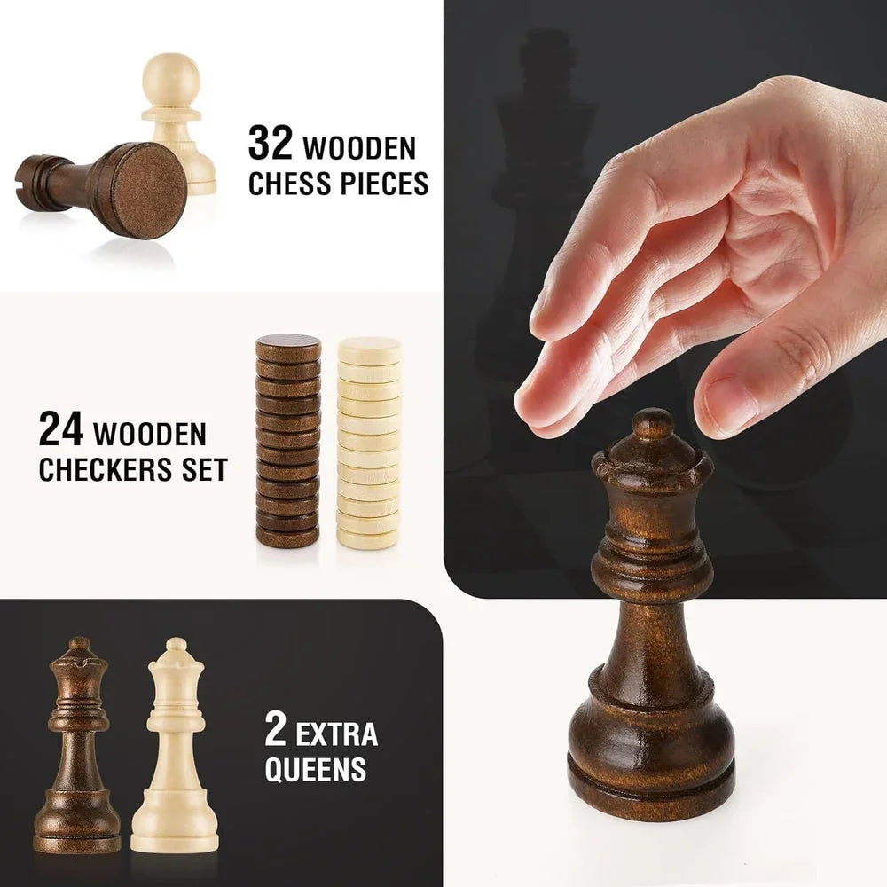 Wudly 2-in-1 Big Chess & Checkers - Naivri
