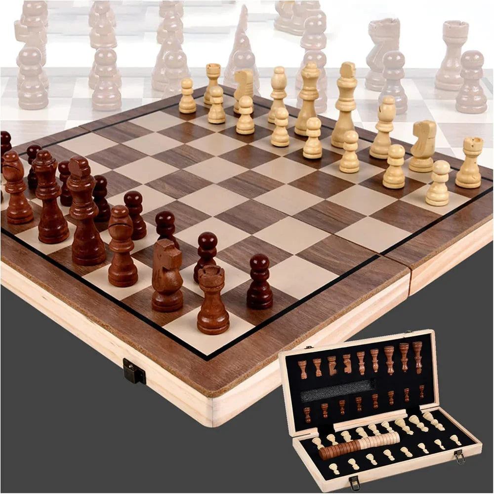 Wudly 2-in-1 Big Chess & Checkers - Naivri
