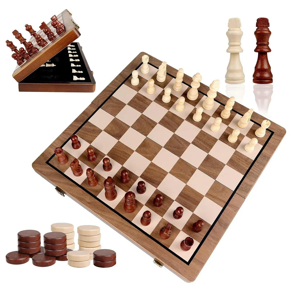 Wudly 2-in-1 Big Chess & Checkers - Naivri