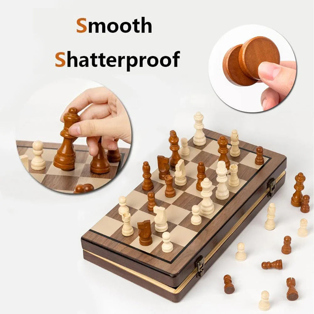 Wudly 2-in-1 Big Chess & Checkers - Naivri