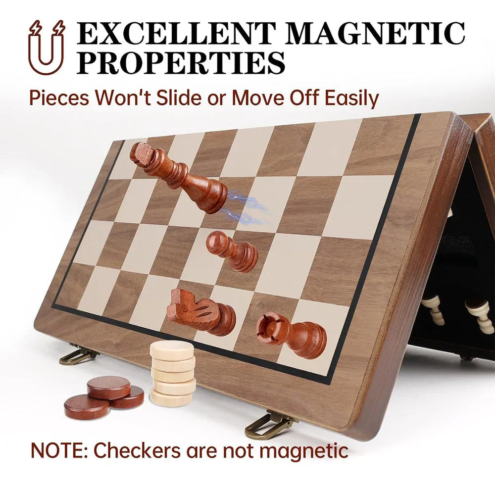 Wudly 2-in-1 Big Chess & Checkers - Naivri