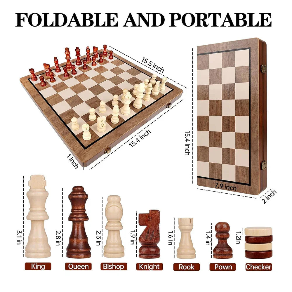 Wudly 2-in-1 Big Chess & Checkers - Naivri