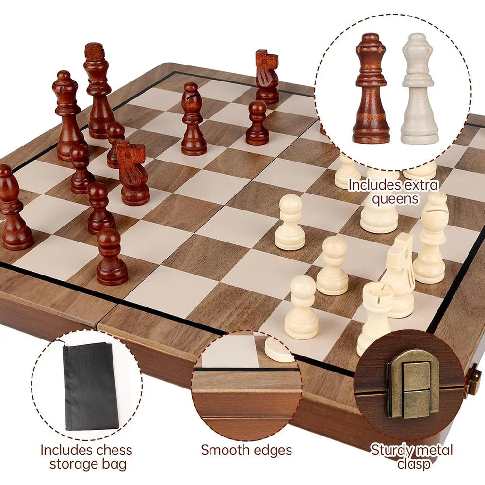 Wudly 2-in-1 Big Chess & Checkers - Naivri