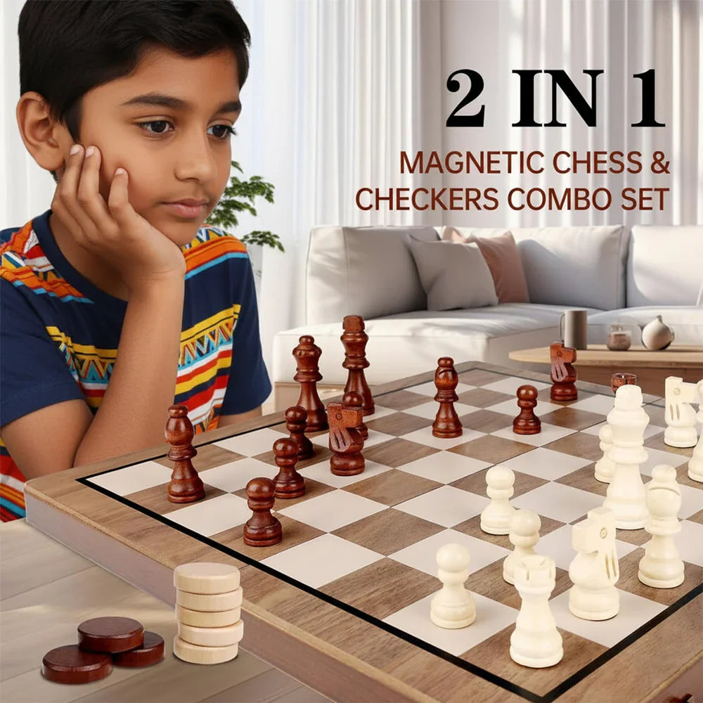 Wudly 2-in-1 Big Chess & Checkers - Naivri