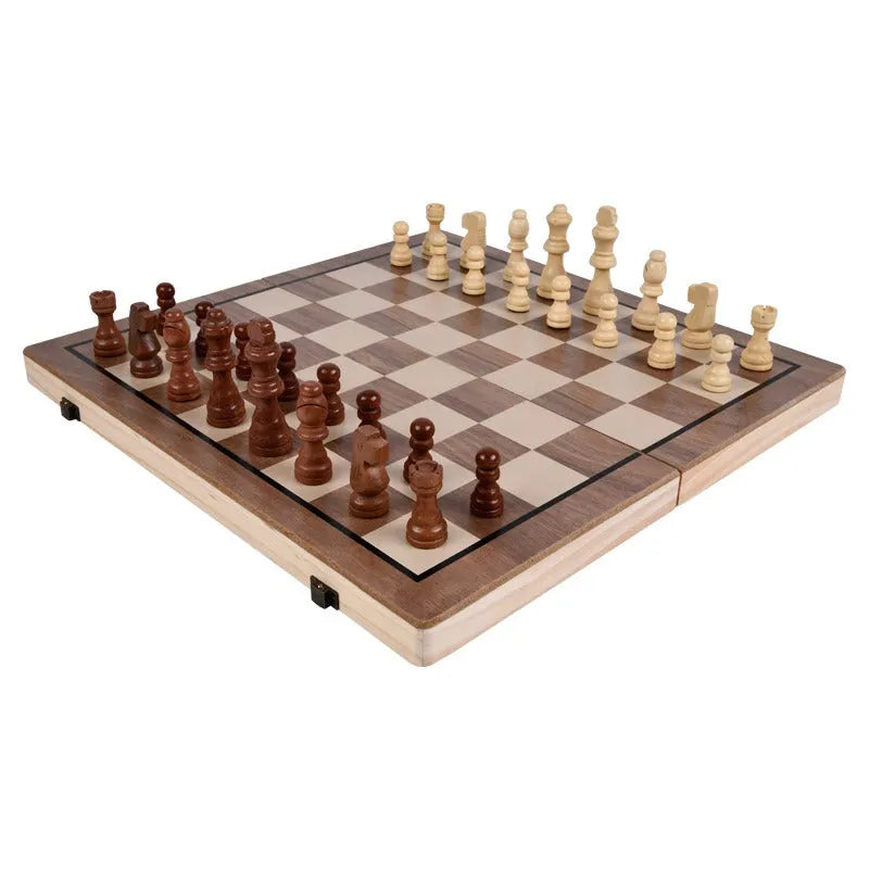 Wudly 2-in-1 Big Chess & Checkers Set – Premium Wooden Board Game for Adults & Kids, Classic Chess + Checkers Combo - Naivri