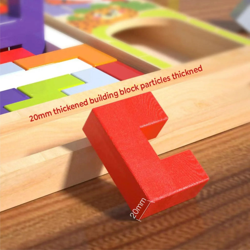 Wudly - 3 in 1 Tetris - Parent Child Edition Multifunctional Building Blocks, Tabletop Activities 3D Piecing Bricks Brain Teaser Smart Inspiration Game, Early Educational Toy for Kids 3+ Years, Set of 42 Blocks, Child Safe Certified, Multi colors - Naivri