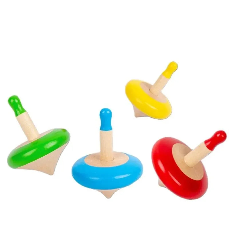 Wudly - Toys Wooden Spinning Top Toy Lattu Bhawra Lattoo Chakri Good Gift for Fun Games, Recreational & Therapeutic Use for Children, Adults & Seniors (Pack of 4)(Multi Colors ) Eco Friendly & Safe Non Toxic Colors - Naivri