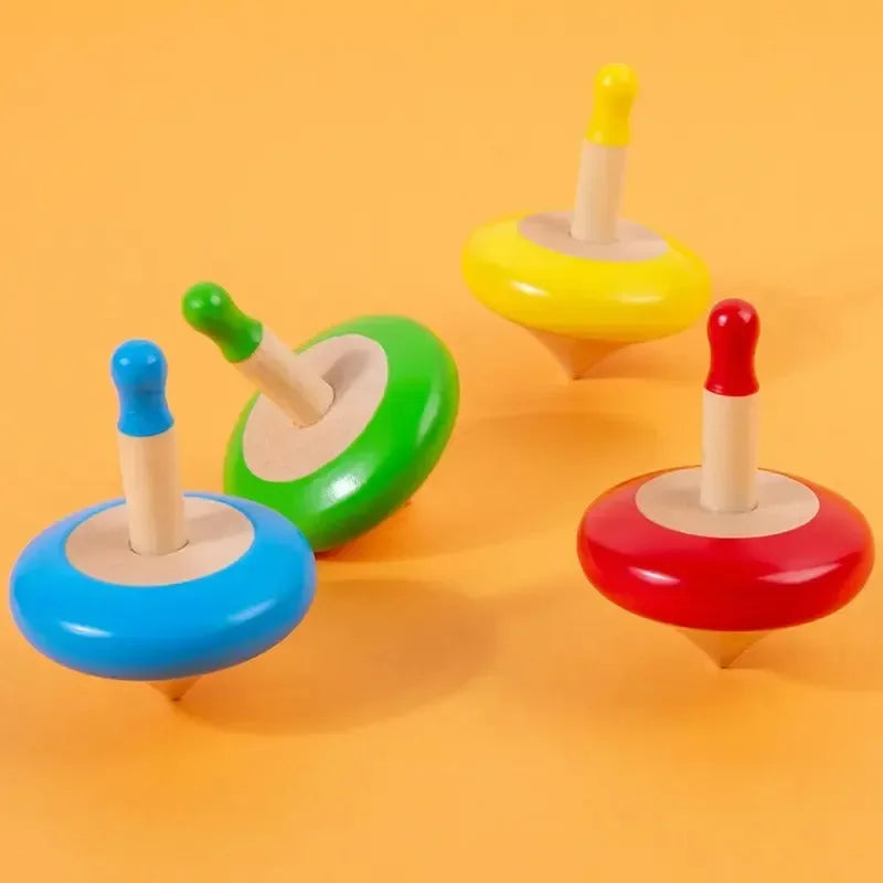 Wudly - Toys Wooden Spinning Top Toy Lattu Bhawra Lattoo Chakri Good Gift for Fun Games, Recreational & Therapeutic Use for Children, Adults & Seniors (Pack of 4)(Multi Colors ) Eco Friendly & Safe Non Toxic Colors - Naivri