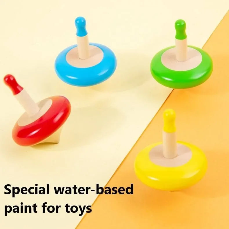Wudly - Toys Wooden Spinning Top Toy Lattu Bhawra Lattoo Chakri Good Gift for Fun Games, Recreational & Therapeutic Use for Children, Adults & Seniors (Pack of 4)(Multi Colors ) Eco Friendly & Safe Non Toxic Colors - Naivri