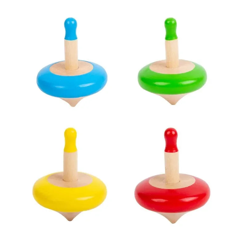 Wudly - Toys Wooden Spinning Top Toy Lattu Bhawra Lattoo Chakri Good Gift for Fun Games, Recreational & Therapeutic Use for Children, Adults & Seniors (Pack of 4)(Multi Colors ) Eco Friendly & Safe Non Toxic Colors - Naivri