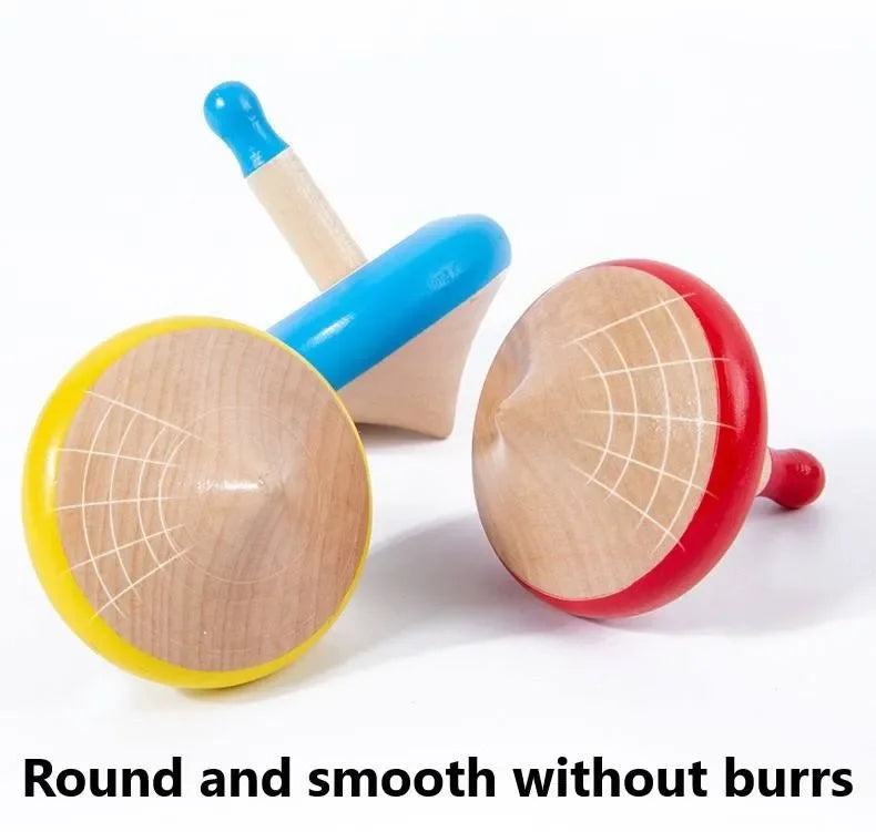 Wudly - Toys Wooden Spinning Top Toy Lattu Bhawra Lattoo Chakri Good Gift for Fun Games, Recreational & Therapeutic Use for Children, Adults & Seniors (Pack of 4)(Multi Colors ) Eco Friendly & Safe Non Toxic Colors - Naivri