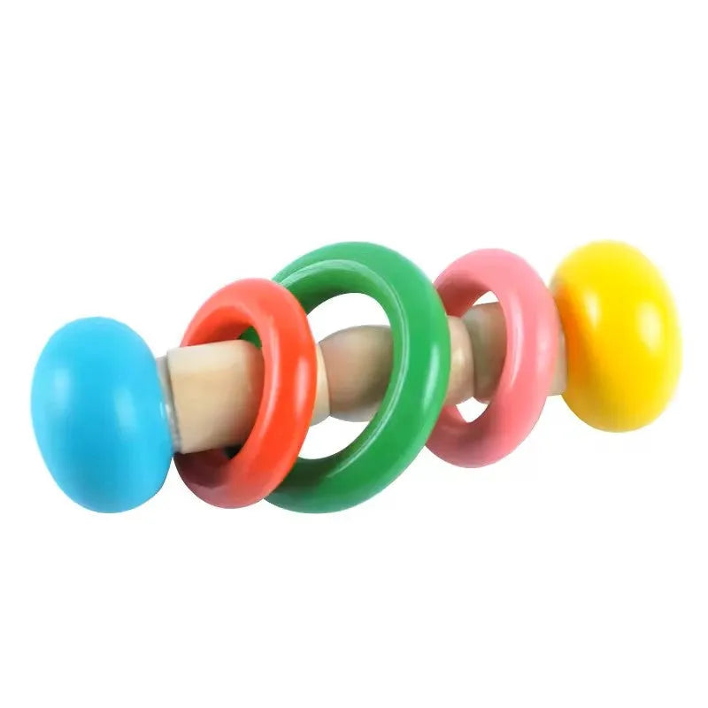 Wudly - Wooden Baby Rattles Teeth Wooden Music Instrument Shaker Set Toy for 12+ Months kids, (Pack of 4)(Multi Colors) Eco Friendly & Safe Non Toxic Colors - Naivri