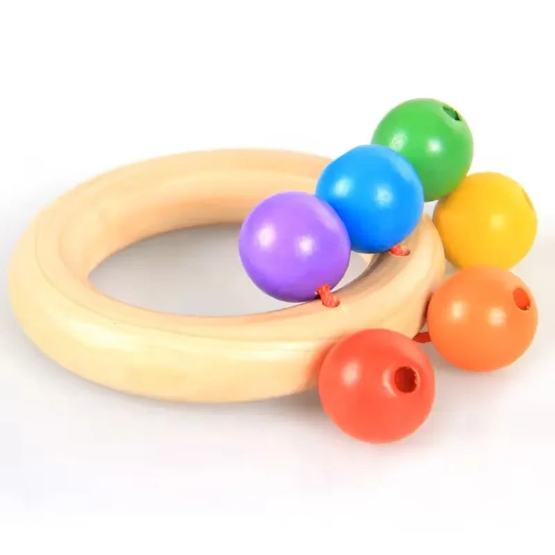 Wudly - Wooden Baby Rattles Teeth Wooden Music Instrument Shaker Set Toy for 12+ Months kids, (Pack of 4)(Multi Colors) Eco Friendly & Safe Non Toxic Colors - Naivri