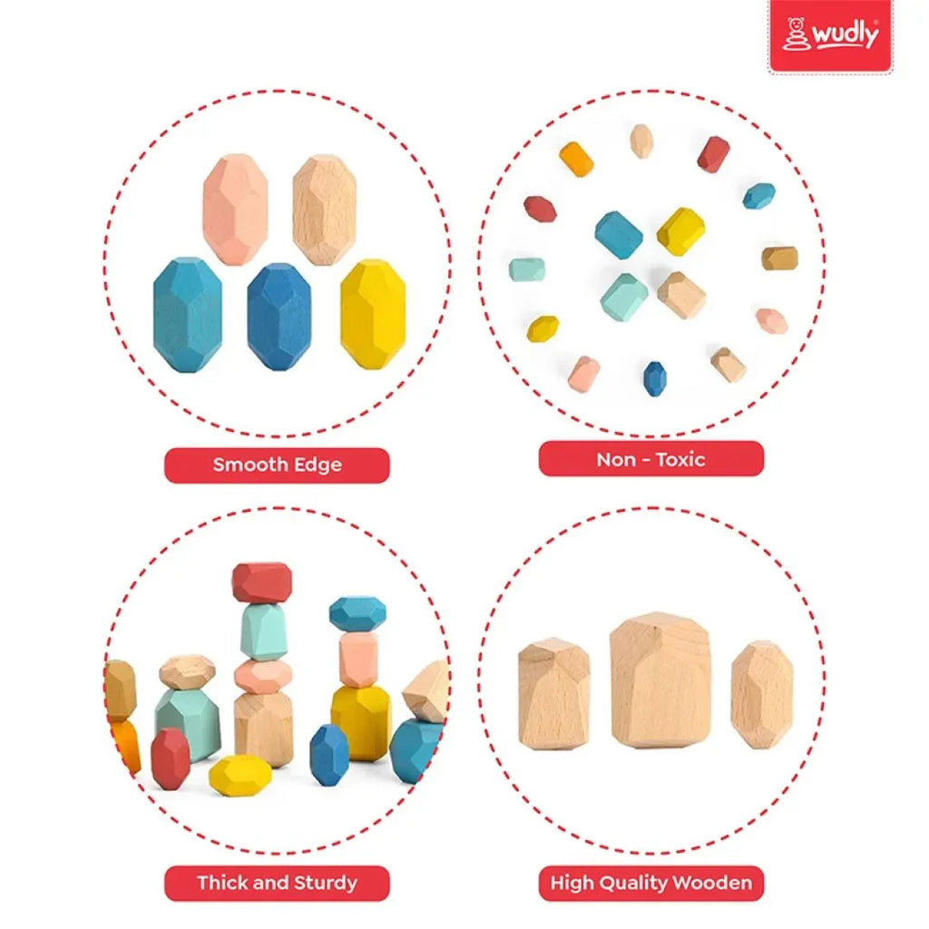 Wudly Wooden Balancing Stone For Kids - Naivri
