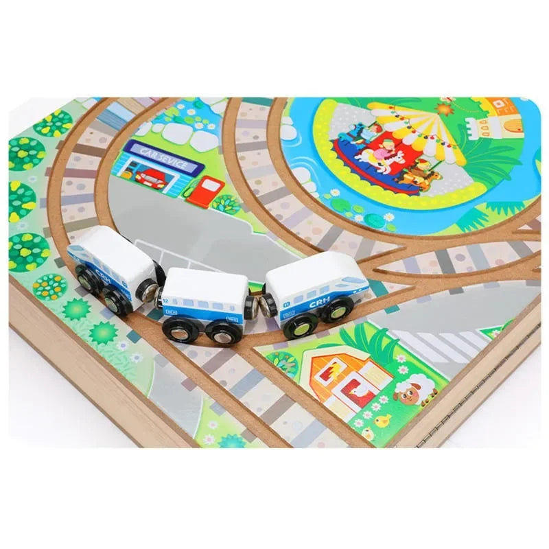 Wudly - Wooden Building Blocks Set, Electric Train City Construction Stacking Blocks Preschool Learning Educational Toys,Wooden Take-Along Tabletop Railroad Play Set for 3+ Years old kids, Child Safe Certified, Multi colors. - Naivri