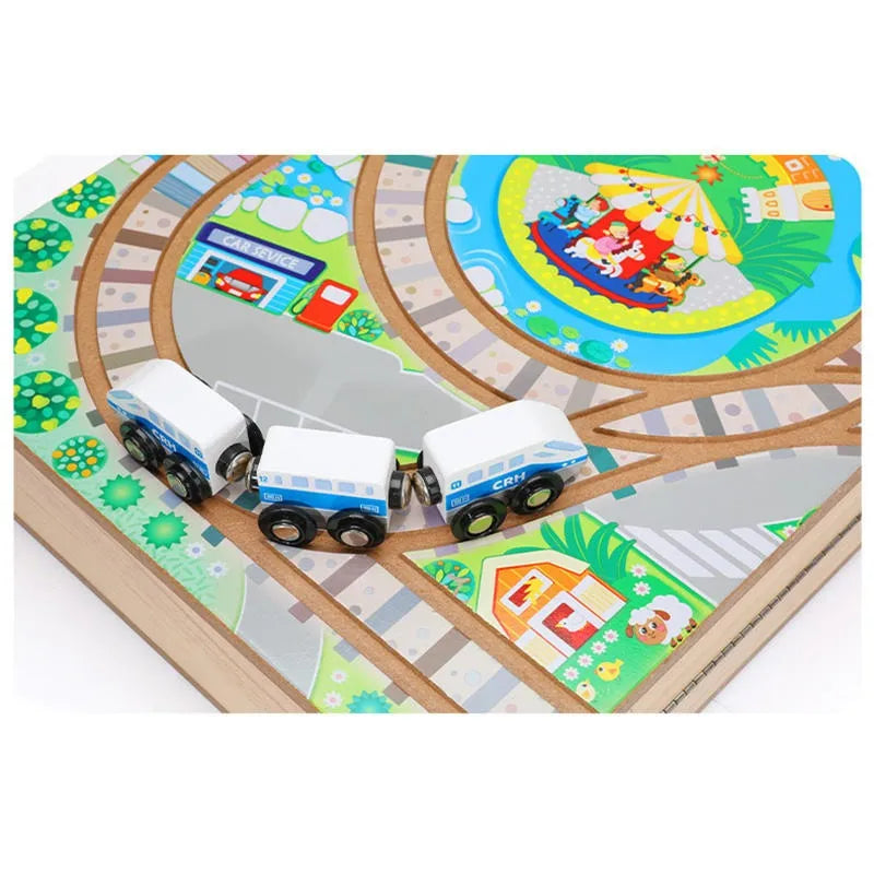 Wudly - Wooden Building Blocks Set, Electric Train City Construction Stacking Blocks Preschool Learning Educational Toys,Wooden Take-Along Tabletop Railroad Play Set for 3+ Years old kids, Child Safe Certified, Multi colors. - Naivri