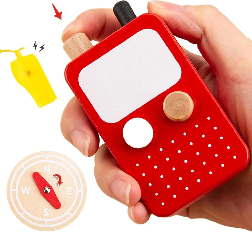 Wudly Wooden Detective Role Play Set for Kids, 15 Pieces with Evidence Markers, Wooden Tools, Case File, Black Hat and Accessories - Naivri