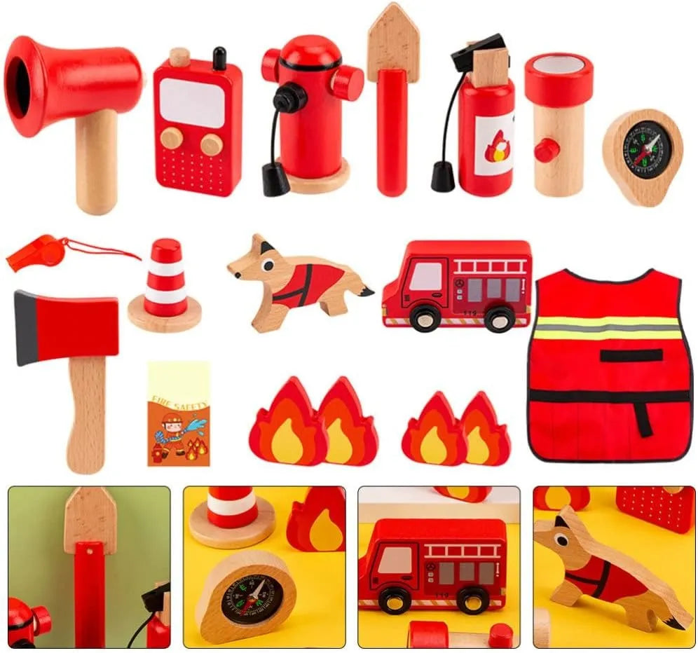 Wudly - Wooden Fire Fighter Set For Kids - Naivri