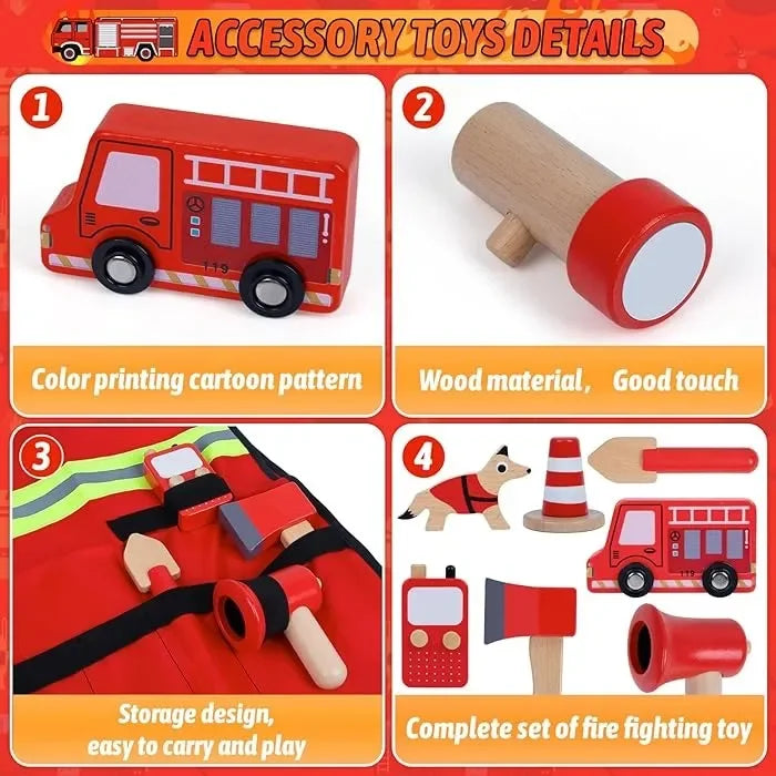 Wudly - Wooden Fire Fighter Set For Kids - Naivri