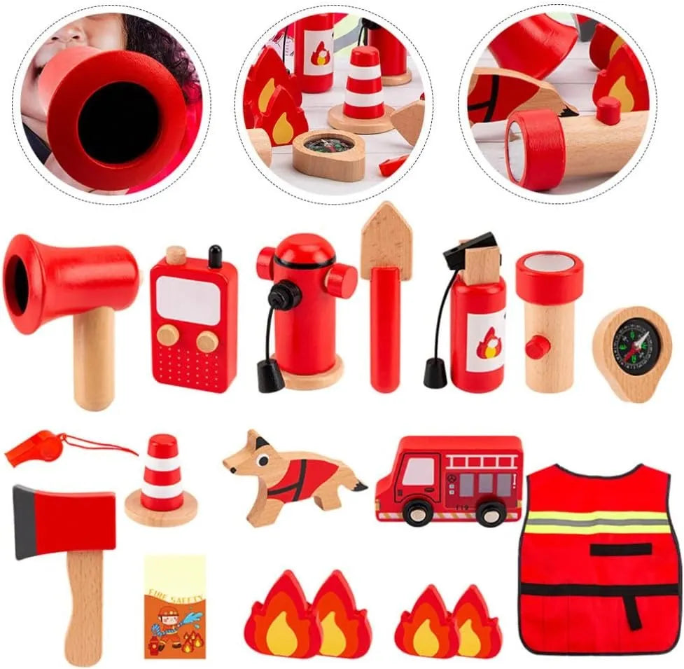 Wudly - Wooden Fire Fighter Set For Kids - Naivri