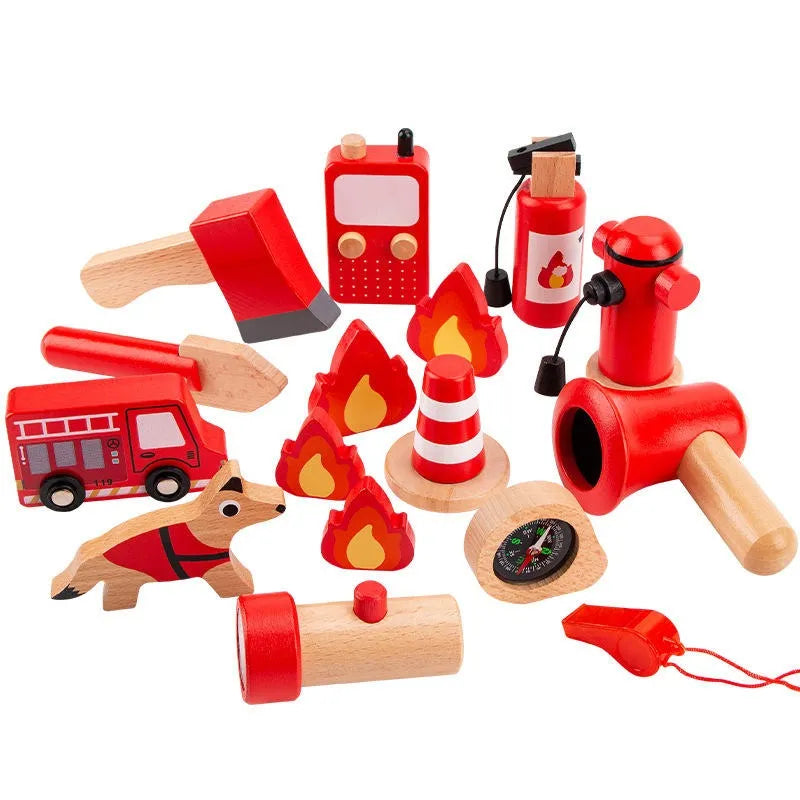 Wudly - Wooden Fire Fighter Set For Kids - Naivri