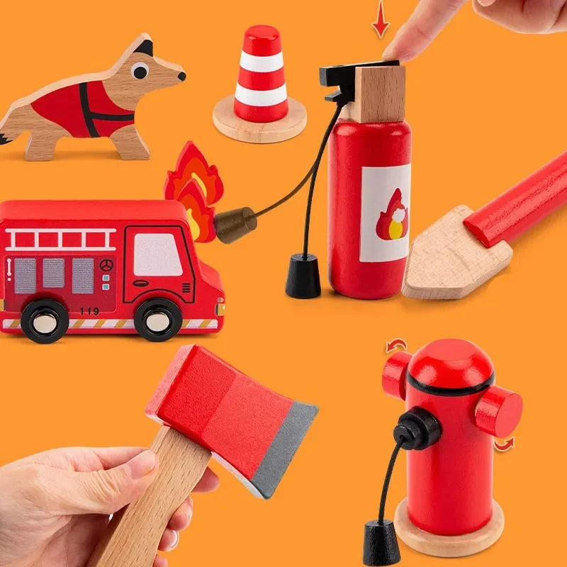 Wudly - Wooden Fire Fighter Set For Kids - Naivri