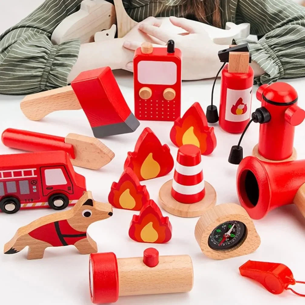Wudly - Wooden Fire Fighter Set For Kids - Naivri