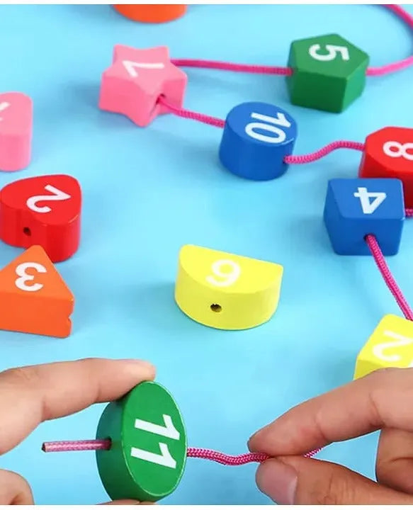 Wudly Wooden Learning Clock Toy with Lacing numbers. Time Learning Clock Puzzle for kids. Shapes and Colour Sorting & Stacking Learning Montessori Toy for 2 + Year Kids. 14 Pieces Set. Child Safe Certified.(Multicolor) - Naivri