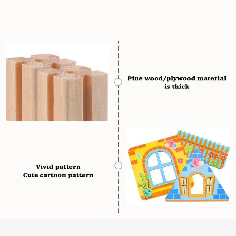 WUDLY Wooden Master of Architectre Building Blocks Toy Set, Educational Construction Toy - Naivri