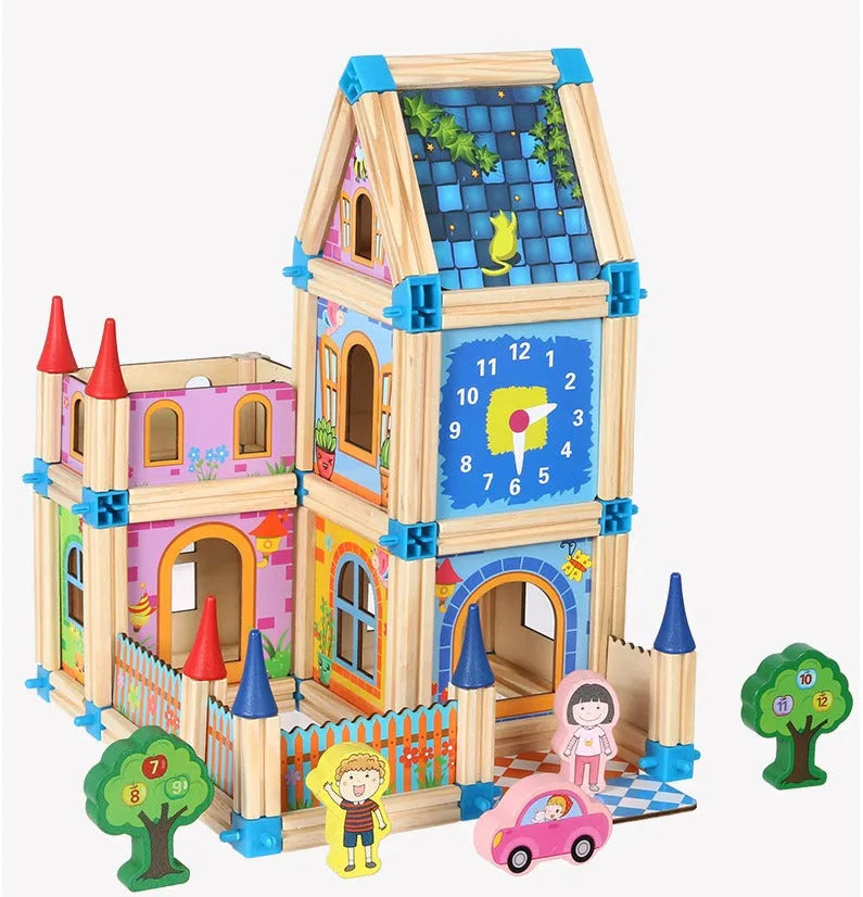 WUDLY Wooden Master of Architectre Building Blocks Toy Set, Educational Construction Toy - Naivri
