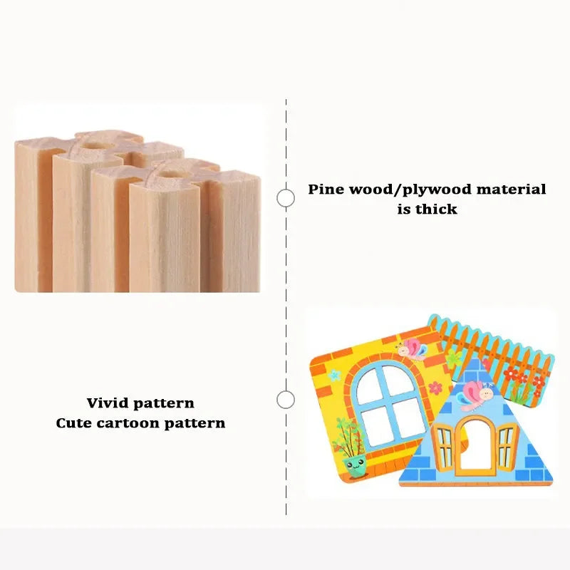 WUDLY Wooden Master of Architectre Building Blocks Toy Set, Educational Construction Toy - Naivri