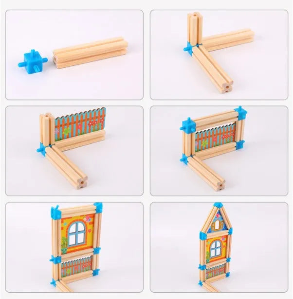 WUDLY Wooden Master of Architectre Building Blocks Toy Set, Educational Construction Toy - Naivri