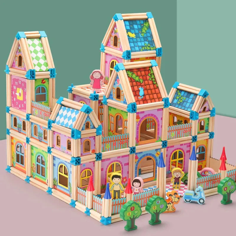 WUDLY Wooden Master of Architectre Building Blocks Toy Set, Educational Construction Toy - Naivri