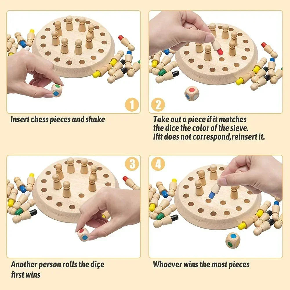 Wudly Wooden Memory Chess Game for Kids | Fun Indoor Board Game for 5-10 Years | Mind Logic Memory Match Stick Game | Brain Booster Toy for Boys & Girls | Kids Board Games 7+ Years - Naivri