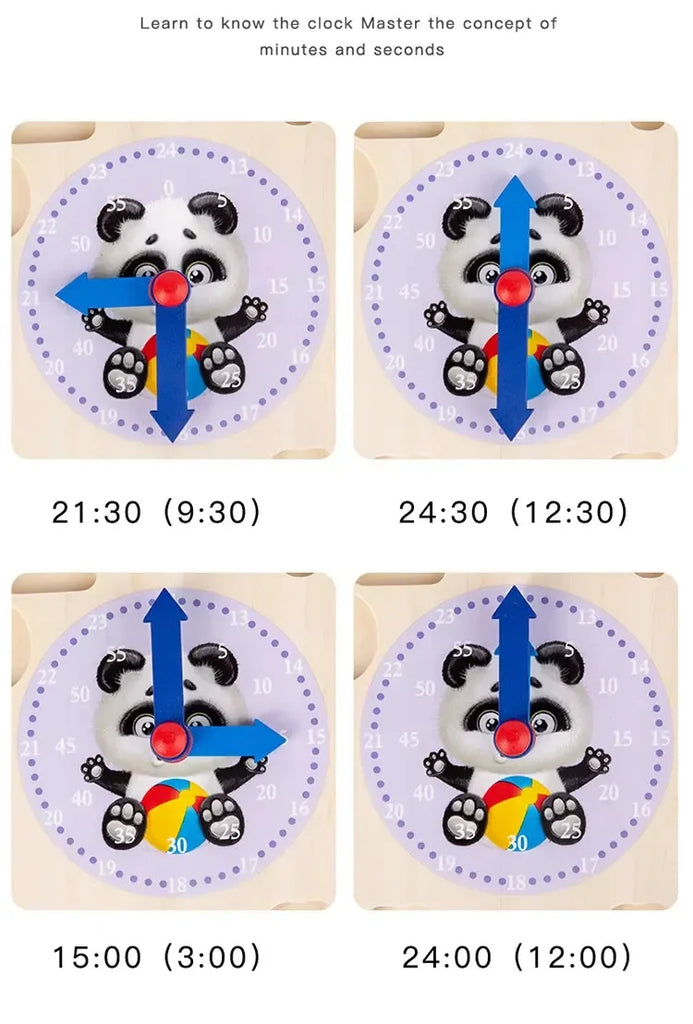 Wudly - Wooden Number Counting Learning Clock, Time Clock Learning Wooden Puzzle,Teaching Time Numbers Blocks Puzzle, Early Learning Educational Toy for 3+ years Kids, Child Safe Certified, Multi Colors. - Naivri