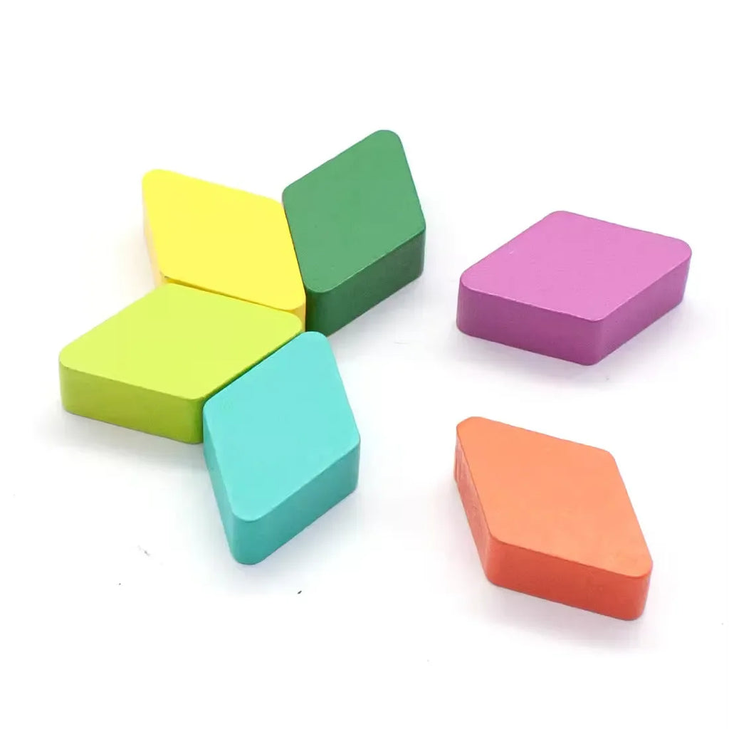Wudly - Wooden Shapes Puzzle Learning Toy, Montessori Game Educational Toys, Intelligence Brain Teaser Puzzle Board With 10 Designer Shapes,(set of 54 pcs), 3+ Years, Chid Safe Certified, Multi colors. - Naivri