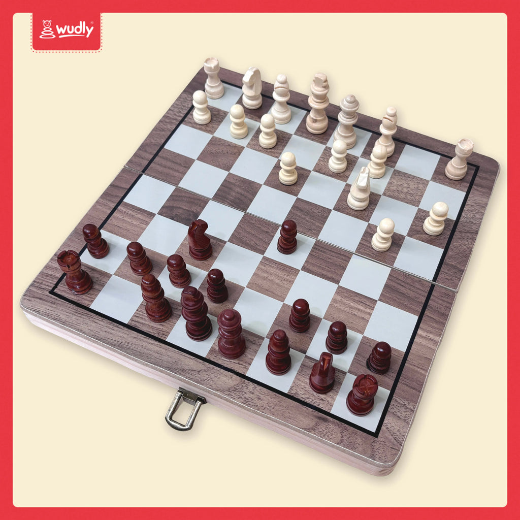 Wudly - Wooden Small Chess For Kids and Adults - Naivri