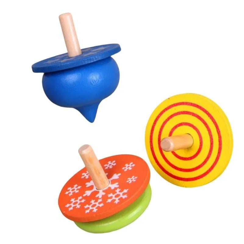 Wudly Wooden Spinning Top Toy with Intricate Patterns – Durable, Colorful, and Mesmerizing for Kids and Adults - 4 Pieces - Naivri
