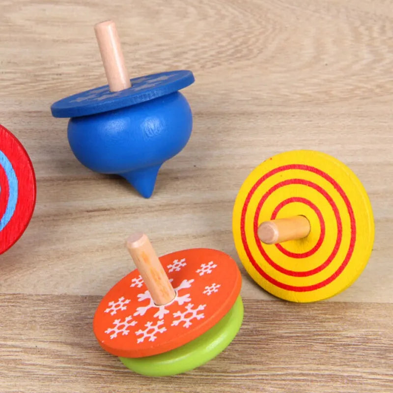 Wudly Wooden Spinning Top Toy with Intricate Patterns – Durable, Colorful, and Mesmerizing for Kids and Adults - 4 Pieces - Naivri