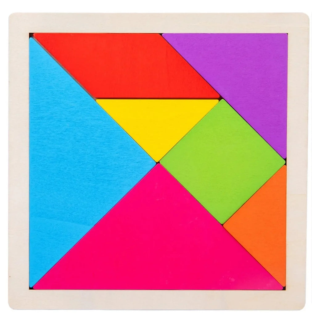 Wudly - Wooden Tangram Puzzle for Mind Development pattern Educational Toy for 3+ Years Kids, 8 Pieces Set, Child Safe Certified, Multicolors - Naivri