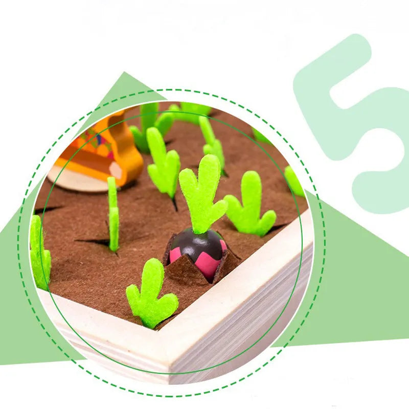 WUDLY Wooden Vegetable Garden Memory Game, Educational Board Game with Farmer Figure - Naivri