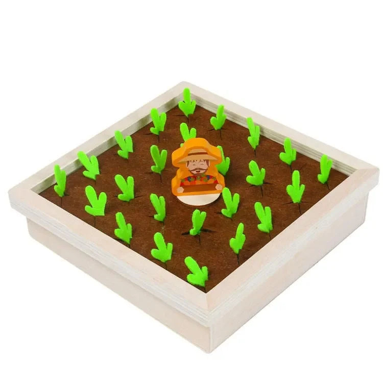 WUDLY Wooden Vegetable Garden Memory Game, Educational Board Game with Farmer Figure - Naivri