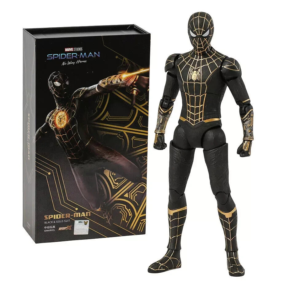 Zd Toys Spider-Man No Way Home Black and Gold Suit Action Figure – Ages 14+ - Naivri