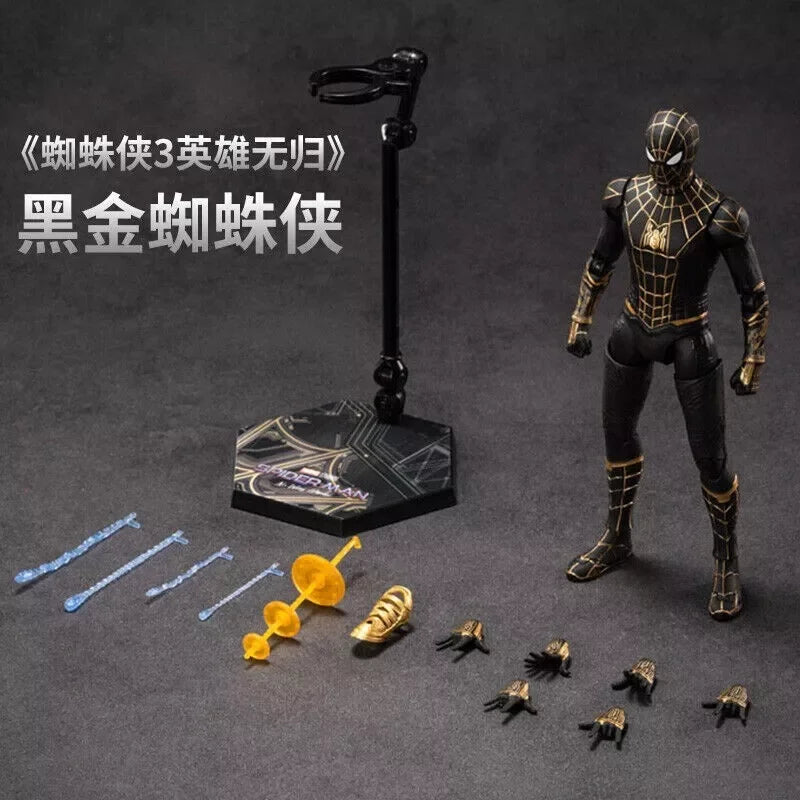 Zd Toys Spider-Man No Way Home Black and Gold Suit Action Figure – Ages 14+ - Naivri