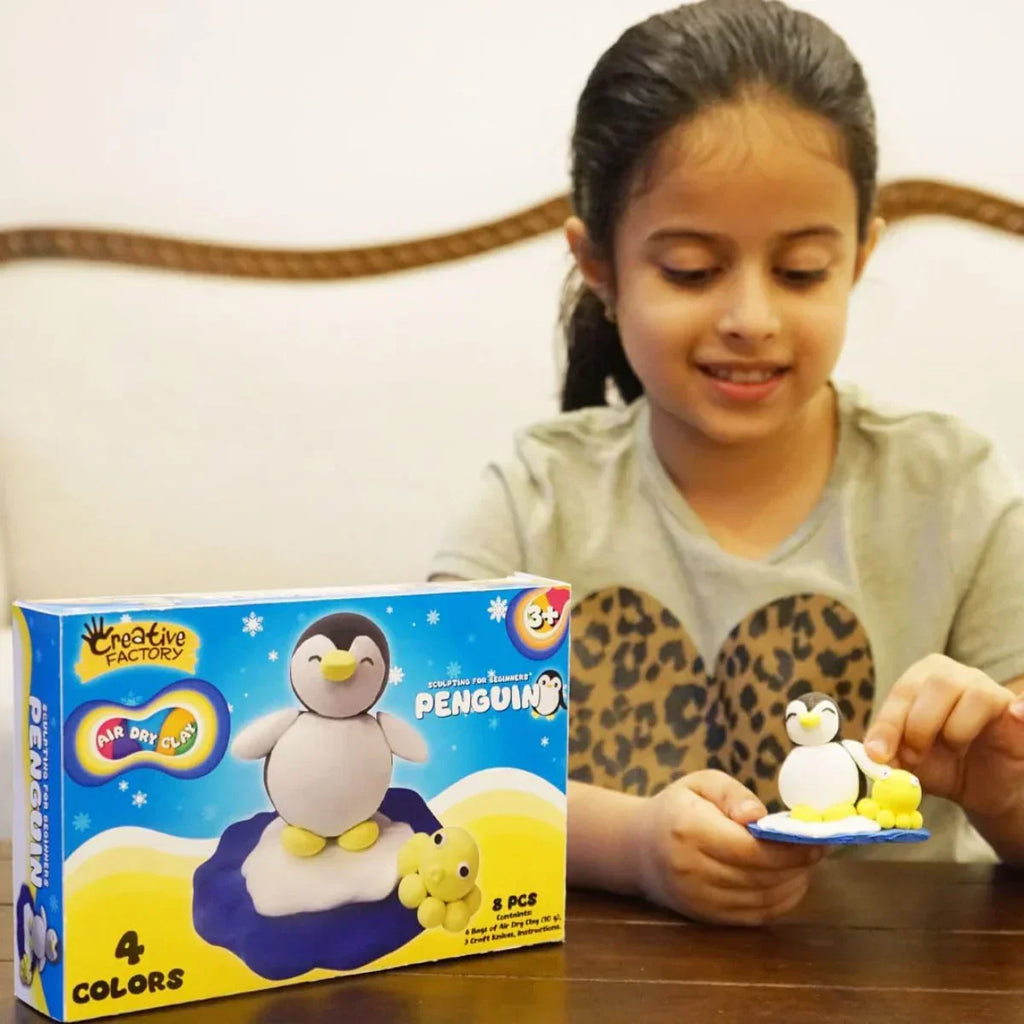 Zephyr Creative Factory Air Dry Clay Penguin Kit for Kids – Non-Toxic Sculpting Set - Naivri