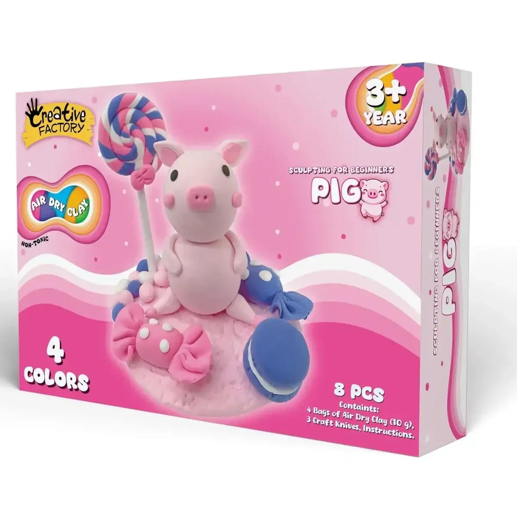Zephyr Creative Factory Air Dry Clay Pig Kit for Kids – Non-Toxic Sculpting Set - Naivri