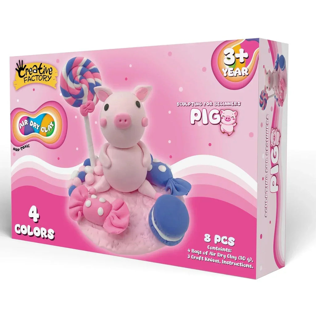 Zephyr Creative Factory Air Dry Clay Pig Kit for Kids – Non-Toxic Sculpting Set - Naivri