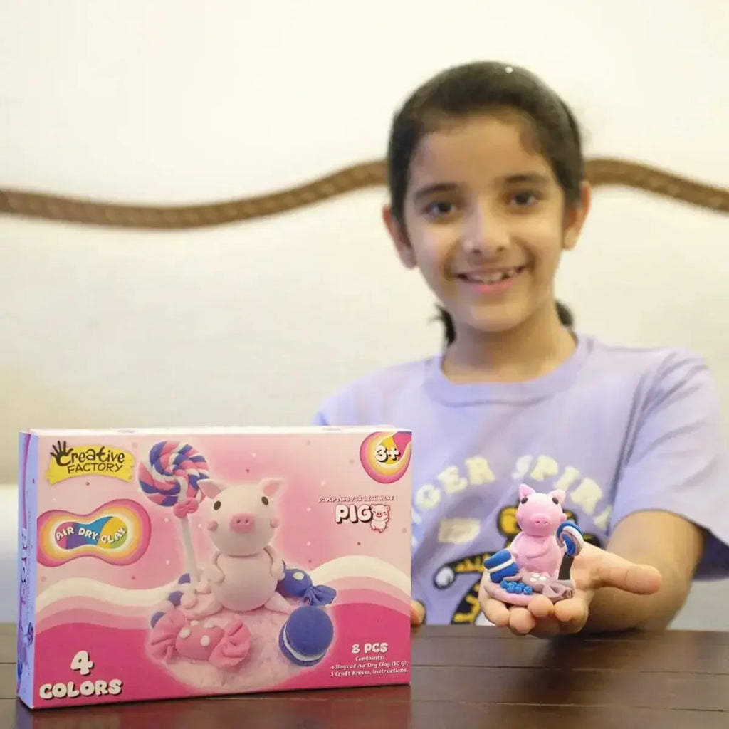 Zephyr Creative Factory Air Dry Clay Pig Kit for Kids – Non-Toxic Sculpting Set - Naivri